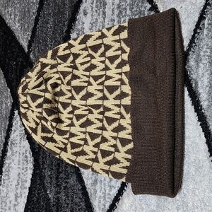 MICHAEL MICHAEL KORS MK LOGO CUFFED ACRYLIC BEANIE CAP HAT